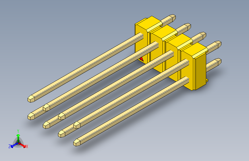 彩色公头100mil（2.54mm）系列-DS1021_yellow_2x04p_100mil_Type19_rev1.0