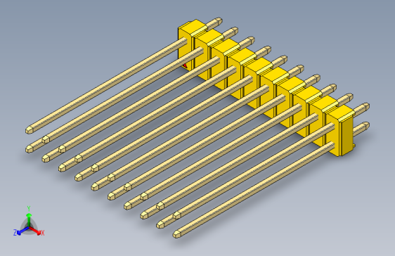 彩色公头100mil（2.54mm）系列-DS1021_yellow_2x10p_100mil_Type43_rev1.0