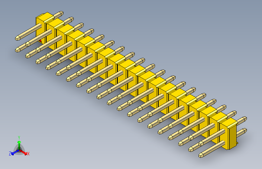 彩色公头100mil（2.54mm）系列-DS1021_yellow_2x19p_100mil_Type1_rev1.0