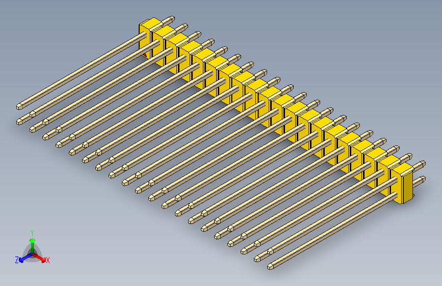 彩色公头100mil（2.54mm）系列-DS1021_yellow_2x20p_100mil_Type43_rev1.0