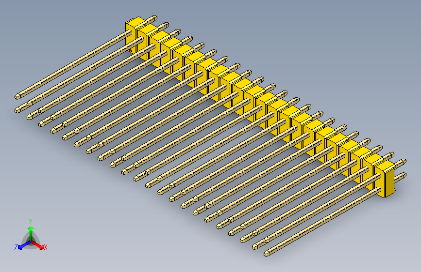 彩色公头100mil（2.54mm）系列-DS1021_yellow_2x22p_100mil_Type43_rev1.0