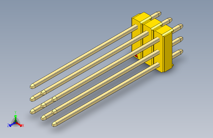 彩色公头100mil（2.54mm）系列-DS1021_yellow_3x03p_100mil_Type43_rev1.0