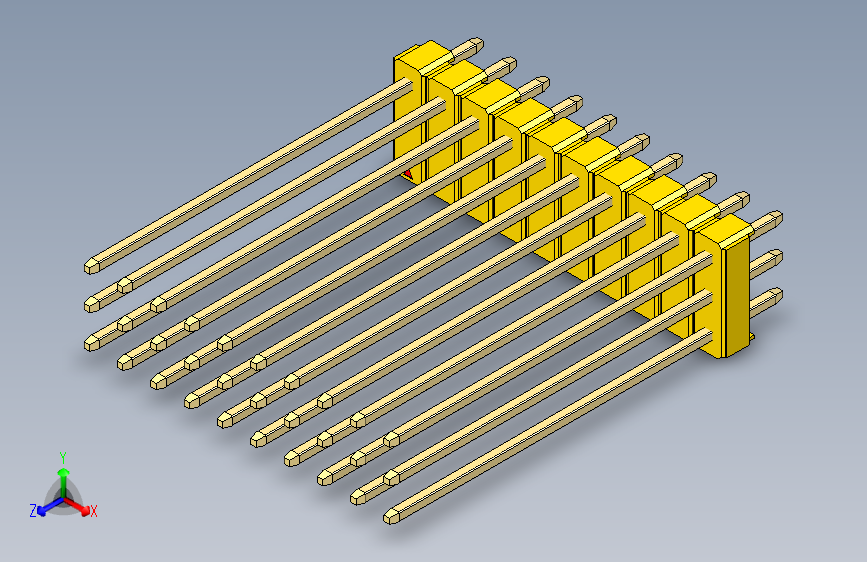 彩色公头100mil（2.54mm）系列-DS1021_yellow_3x10p_100mil_Type43_rev1.0