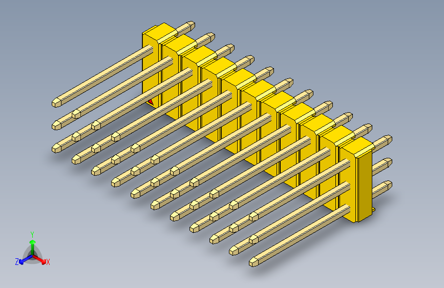 彩色公头100mil（2.54mm）系列-DS1021_yellow_3x11p_100mil_Type5_rev1.0