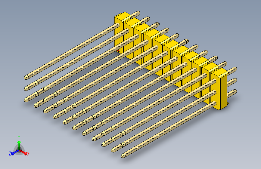 彩色公头100mil（2.54mm）系列-DS1021_yellow_3x11p_100mil_Type43_rev1.0