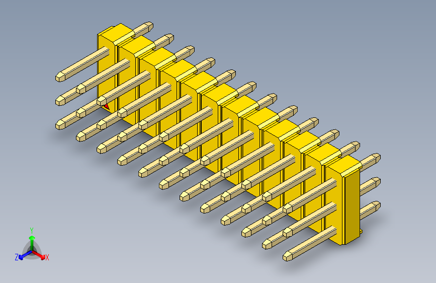 彩色公头100mil（2.54mm）系列-DS1021_yellow_3x12p_100mil_Type1_rev1.0