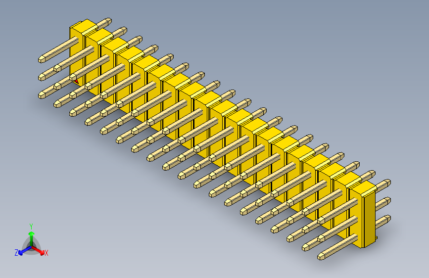 彩色公头100mil（2.54mm）系列-DS1021_yellow_3x19p_100mil_Type1_rev1.0