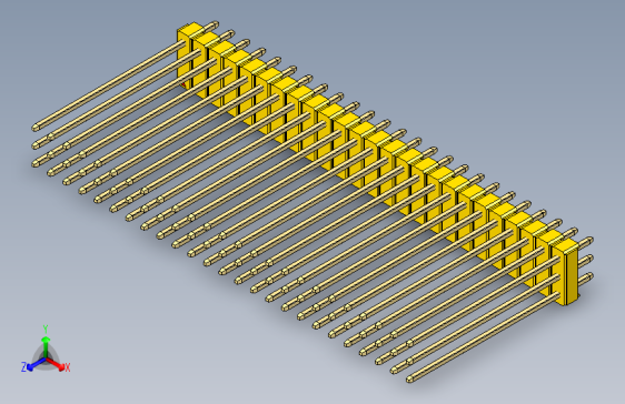 彩色公头100mil（2.54mm）系列-DS1021_yellow_3x25p_100mil_Type43_rev1.0