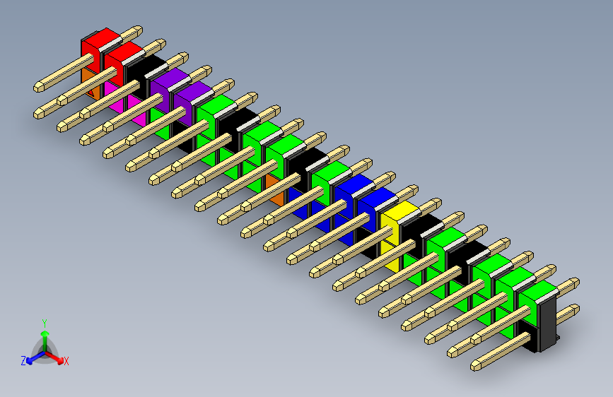 彩色公头100mil（2.54mm）系列-DS1021-RaspberryPi-2x20pin-colored-REV1.0