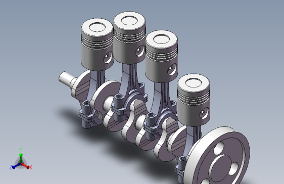 3款发动机四缸曲轴3d图纸 平面v型