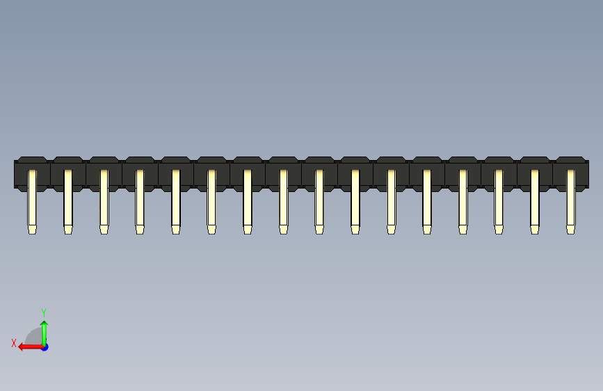 彩色公排针 100mil 2.54mm 系列-DS1022_black_1x16p_100mil_TypeD_rev1.0 背面视图