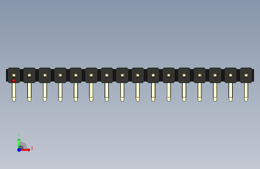 彩色公排针 100mil 2.54mm 系列-DS1022_black_1x16p_100mil_TypeD_rev1.0 正面视图