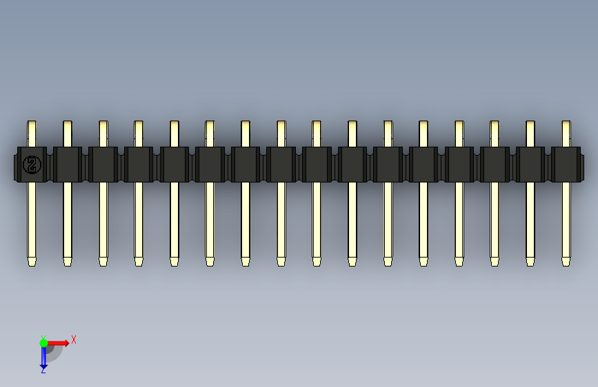 彩色公排针 100mil 2.54mm 系列-DS1022_black_1x16p_100mil_TypeD_rev1.0 俯视图