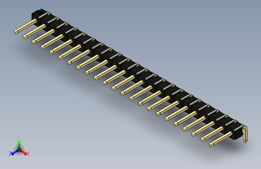 彩色公排针 100mil 2.54mm 系列-DS1022_black_1x23p_100mil_TypeD_rev1.0