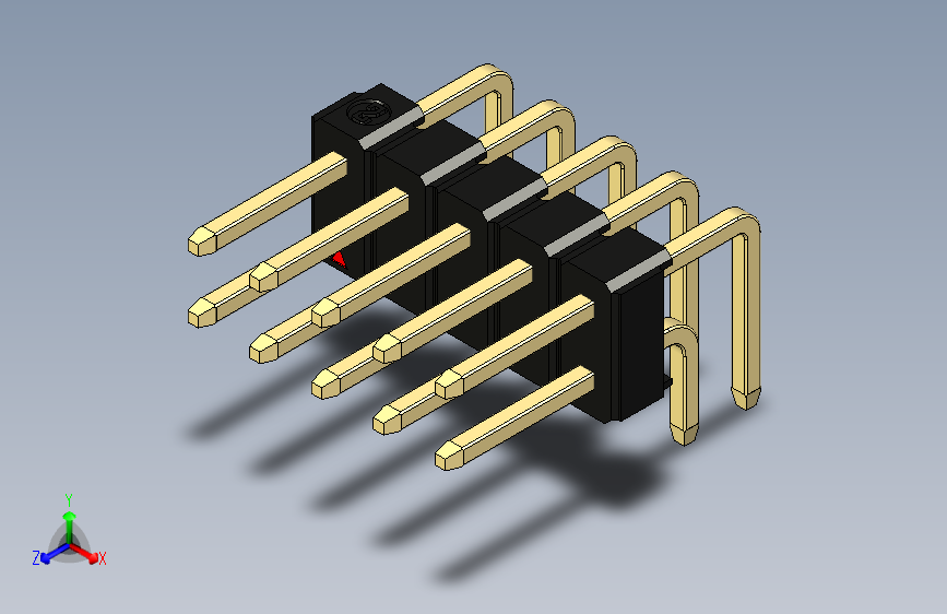 彩色公排针 100mil 2.54mm 系列-DS1022_black_2x05p_100mil_TypeD_rev1.0 主视图