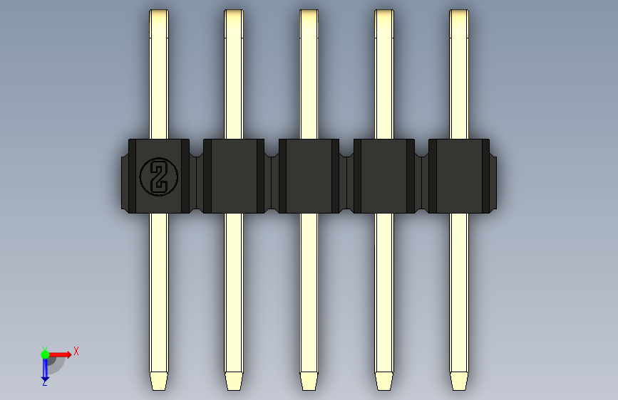 彩色公排针 100mil 2.54mm 系列-DS1022_black_2x05p_100mil_TypeD_rev1.0 俯视图
