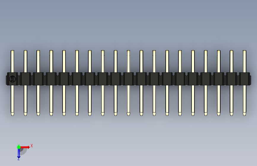 彩色公排针 100mil 2.54mm 系列-DS1022_black_2x19p_100mil_TypeD_rev1.0 俯视图
