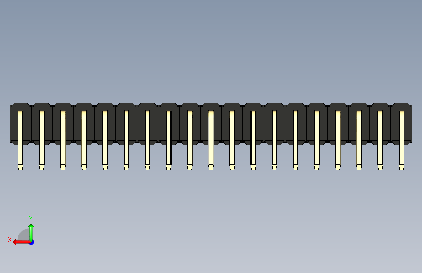 彩色公排针 100mil 2.54mm 系列-DS1022_black_2x19p_100mil_TypeD_rev1.0 背面视图