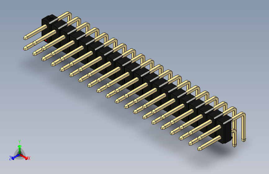 彩色公排针 100mil 2.54mm 系列-DS1022_black_2x20p_100mil_TypeD_rev1.0