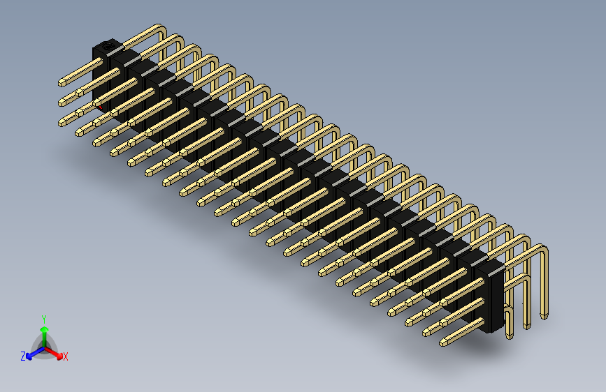 彩色公排针 100mil 2.54mm 系列-DS1022_black_3x23p_100mil_TypeD_rev1.0