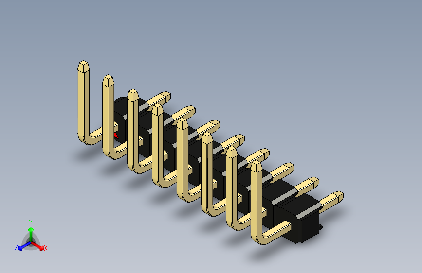 彩色公排针 100mil 2.54mm 系列-DS1022_black_08p_100mil_TypeU_rev1.0