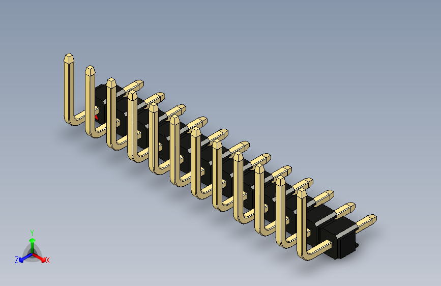 彩色公排针 100mil 2.54mm 系列-DS1022_black_12p_100mil_TypeU_rev1.0