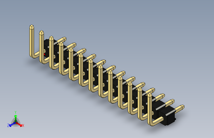 彩色公排针 100mil 2.54mm 系列-DS1022_black_13p_100mil_TypeU_rev1.0