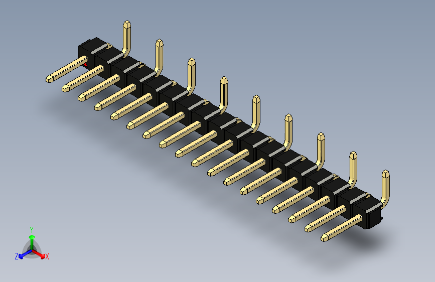 彩色公排针 100mil 2.54mm 系列-DS1022_black_18p_100mil_Type_SMT_R2_rev1.0 主视图