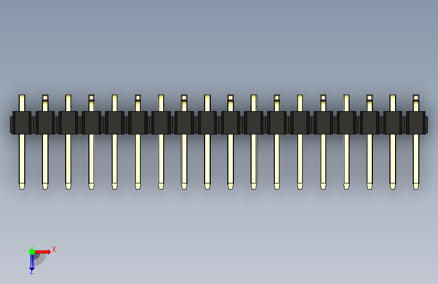 彩色公排针 100mil 2.54mm 系列-DS1022_black_18p_100mil_Type_SMT_R2_rev1.0 俯视图