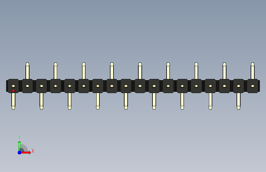 彩色公排针 100mil 2.54mm 系列-DS1022_black_18p_100mil_Type_SMT_R2_rev1.0 正面视图