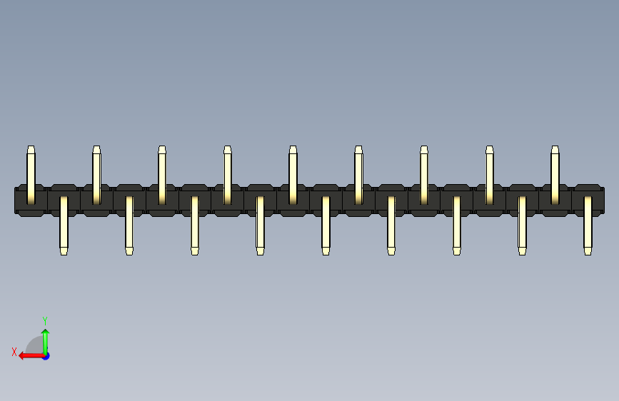 彩色公排针 100mil 2.54mm 系列-DS1022_black_18p_100mil_Type_SMT_R2_rev1.0 背面视图