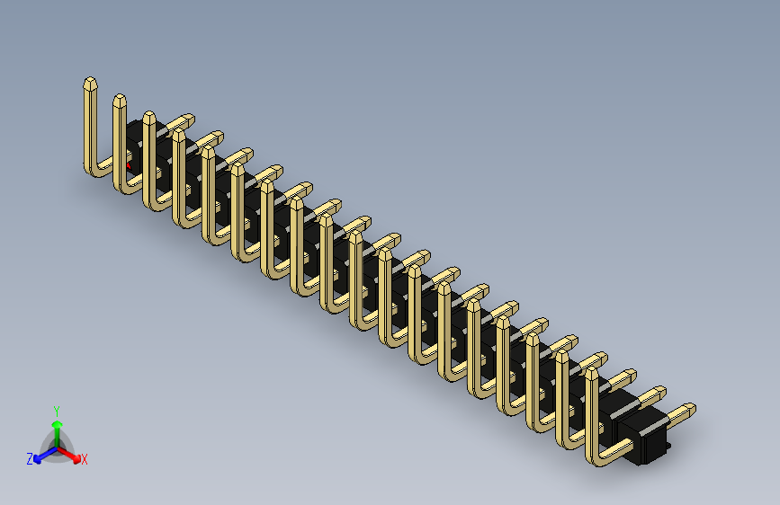 彩色公排针 100mil 2.54mm 系列-DS1022_black_18p_100mil_TypeU_rev1.0