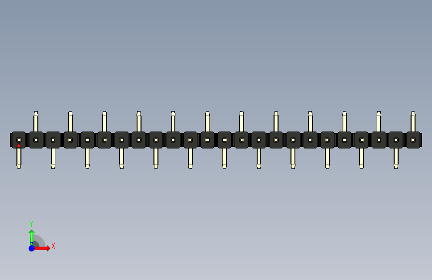 彩色公排针 100mil 2.54mm 系列-DS1022_black_24p_100mil_Type_SMT_R2_rev1.0 正面视图