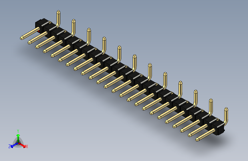 彩色公排针 100mil 2.54mm 系列-DS1022_black_24p_100mil_Type_SMT_R2_rev1.0 主视图
