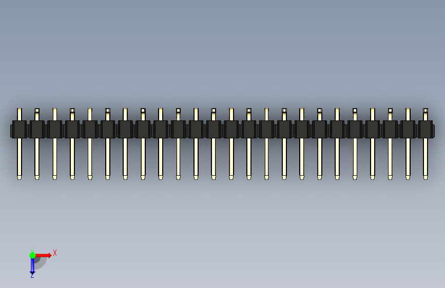 彩色公排针 100mil 2.54mm 系列-DS1022_black_24p_100mil_Type_SMT_R2_rev1.0 俯视图
