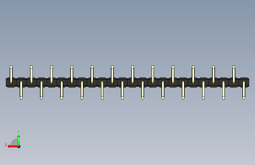 彩色公排针 100mil 2.54mm 系列-DS1022_black_24p_100mil_Type_SMT_R2_rev1.0 背面视图