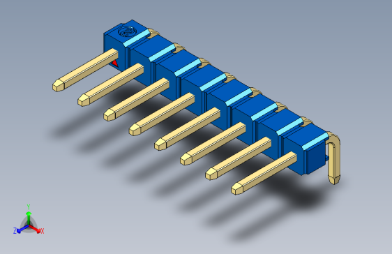 彩色公排针 100mil 2.54mm 系列-DS1022_blue_1x08p_100mil_TypeD_rev1.0