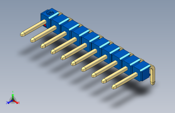 彩色公排针 100mil 2.54mm 系列-DS1022_blue_1x10p_100mil_TypeD_rev1.0