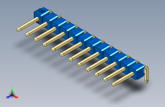 彩色公排针 100mil 2.54mm 系列-DS1022_blue_1x12p_100mil_TypeD_rev1.0
