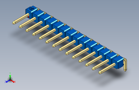 彩色公排针 100mil 2.54mm 系列-DS1022_blue_1x14p_100mil_TypeD_rev1.0