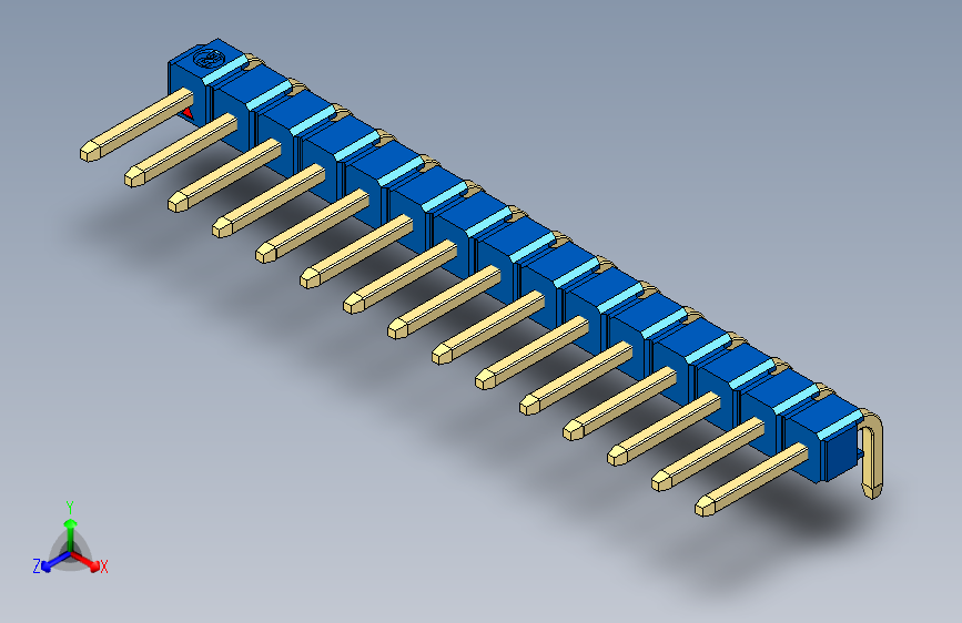 彩色公排针 100mil 2.54mm 系列-DS1022_blue_1x15p_100mil_TypeD_rev1.0