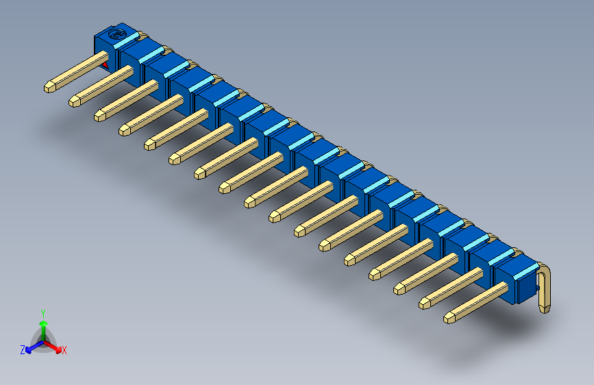 彩色公排针 100mil 2.54mm 系列-DS1022_blue_1x17p_100mil_TypeD_rev1.0
