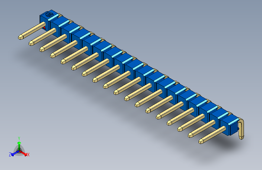 彩色公排针 100mil 2.54mm 系列-DS1022_blue_1x18p_100mil_TypeD_rev1.0