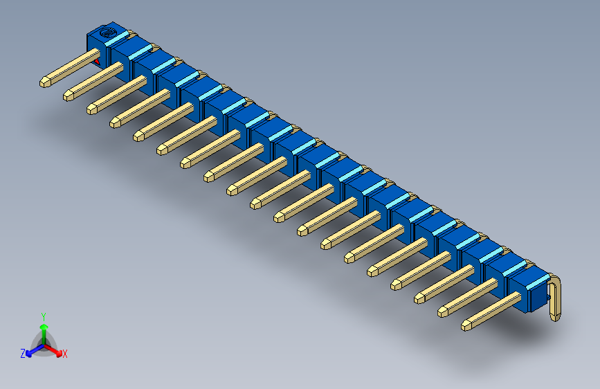 彩色公排针 100mil 2.54mm 系列-DS1022_blue_1x19p_100mil_TypeD_rev1.0