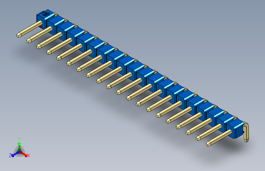 彩色公排针 100mil 2.54mm 系列-DS1022_blue_1x20p_100mil_TypeD_rev1.0