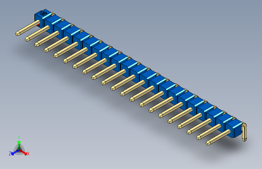 彩色公排针 100mil 2.54mm 系列-DS1022_blue_1x21p_100mil_TypeD_rev1.0