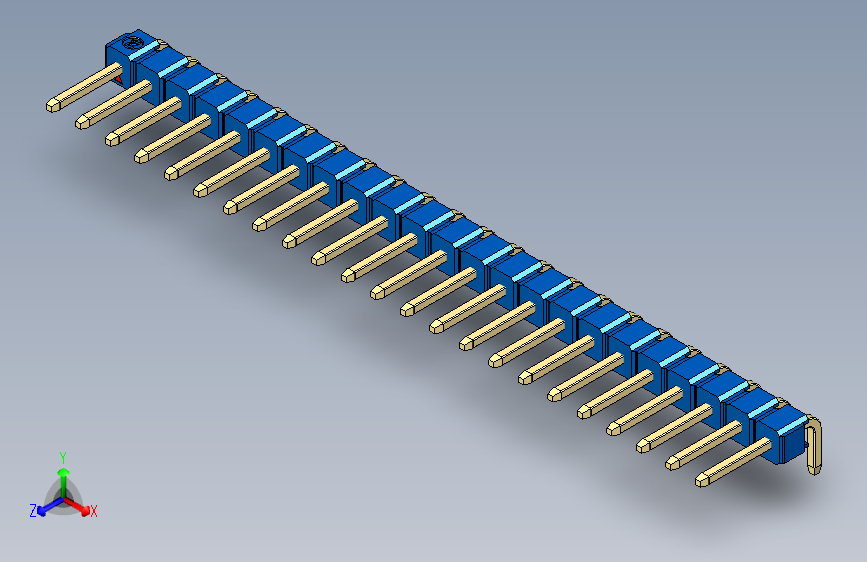 彩色公排针 100mil 2.54mm 系列-DS1022_blue_1x23p_100mil_TypeD_rev1.0