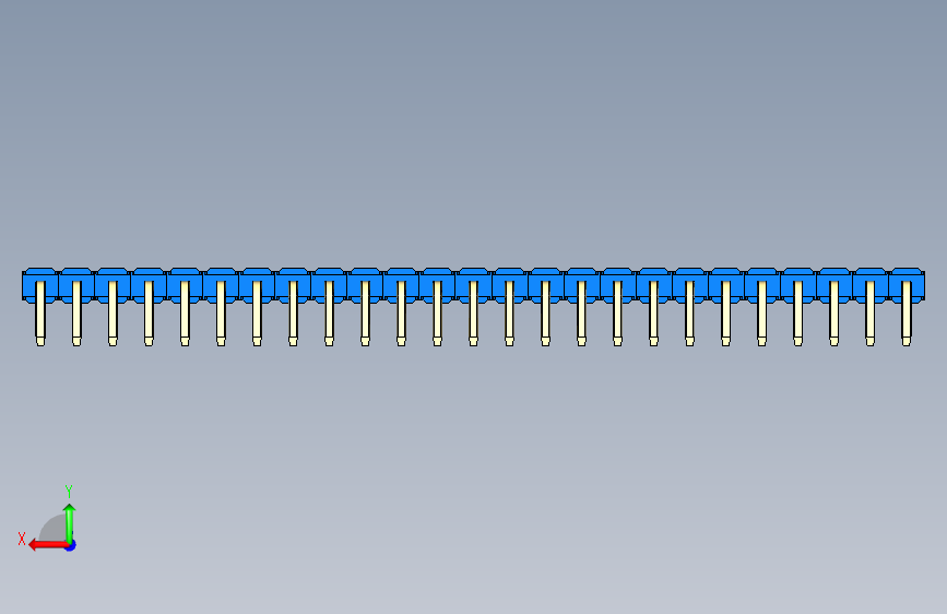 彩色公排针 100mil 2.54mm 系列-DS1022_blue_1x25p_100mil_TypeD_rev1.0 背面视图