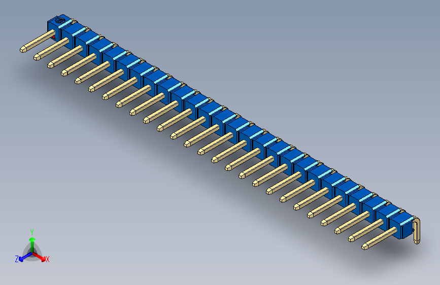 彩色公排针 100mil 2.54mm 系列-DS1022_blue_1x26p_100mil_TypeD_rev1.0