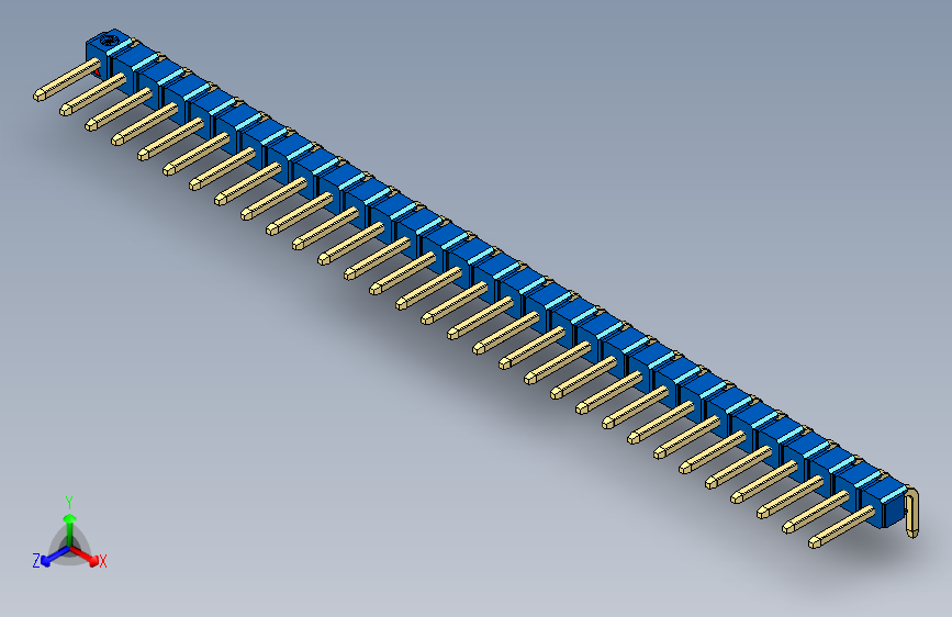 彩色公排针 100mil 2.54mm 系列-DS1022_blue_1x31p_100mil_TypeD_rev1.0